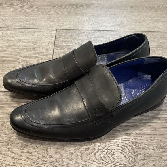Ted Baker Black Leather Loafer Dress Shoes Mens 8.5 Work - Picture 1 of 6